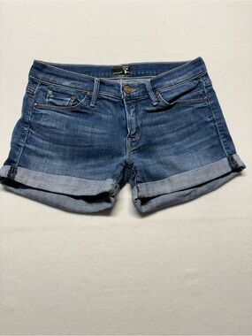 MOTHER Blue Rolled-Hem Denim Shorts